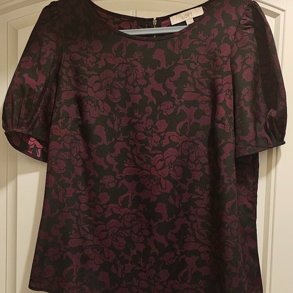 Blouse with black and dark red floral design